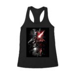 Star Wars Darth Vader Lightsaber Portrait T-Shirt - Striking Sci-Fi Graphic Tee for Galactic Fans Women's Racerback Tank Top – Viva Party