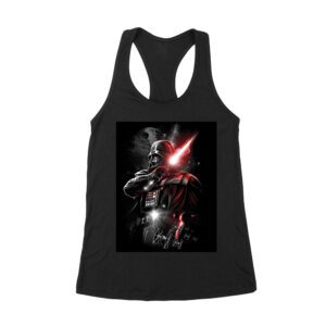 Star Wars Darth Vader Lightsaber Portrait T-Shirt - Striking Sci-Fi Graphic Tee for Galactic Fans Women's Racerback Tank Top – Viva Party