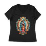 Our Lady of Guadalupe Virgin Mary T-Shirt - Catholic Devotional Shirt for Women, Faith Graphic Tee, Spiritual Religious Gift Apparel Women Jersey V-Neck – Viva Party