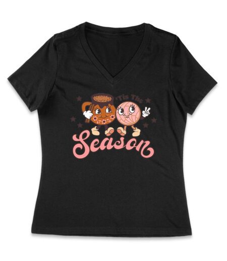 This the Season Thanksgiving Rice Bowl and Cookie T-Shirt - Fun Holiday Wear - Perfect Gift for Food Lovers - Comfortable Fit Women Jersey V-Neck – Viva Party