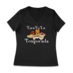 Esta Es La Temporada Foods on the Table Thanksgiving T-Shirt - Fun Holiday Wear - Perfect Gift for Food Lovers - Comfortable Fit Women Jersey V-Neck – Viva Party