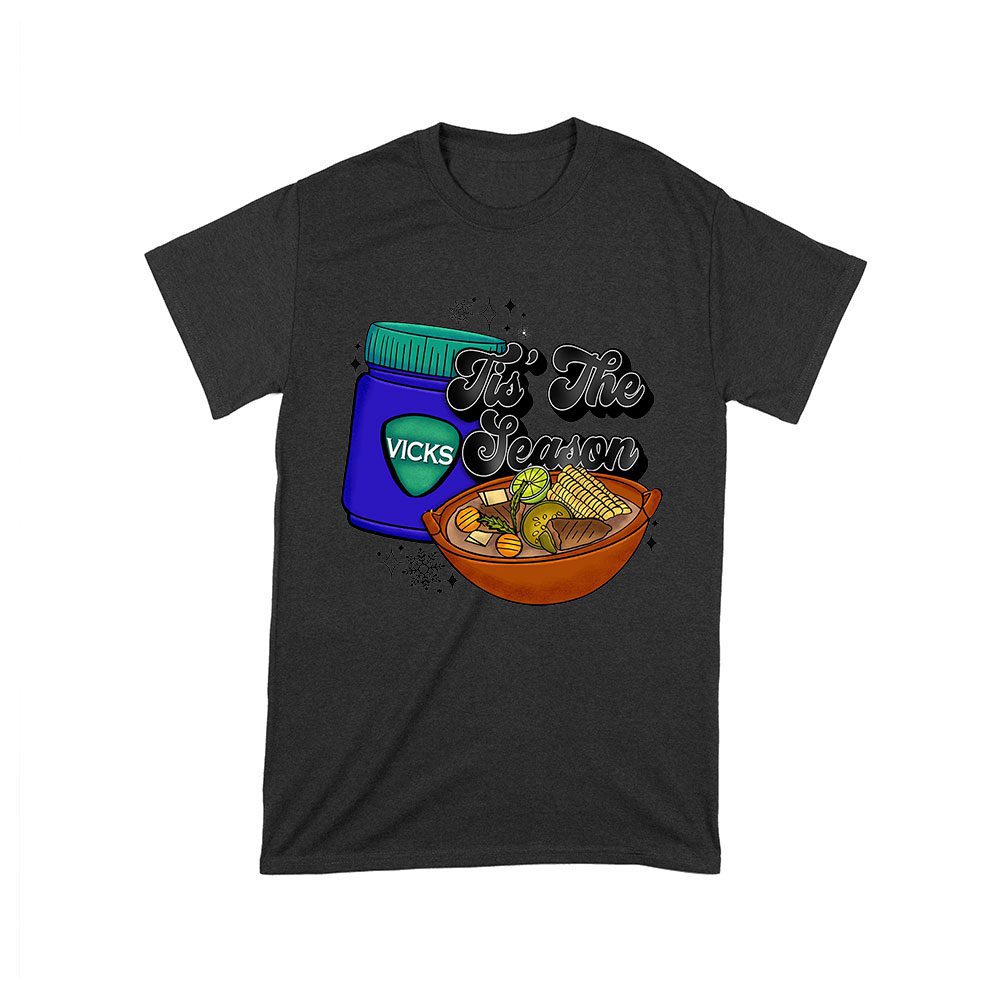 Tksg-05_T-Black.jpg This The Season Vicks Balm Bottle With Food Bowl T-Shirt - Unique Holiday Wear - Perfect Gift For Fun-Loving Foodies - Cozy Fit Unisex Toddler – Viva Party