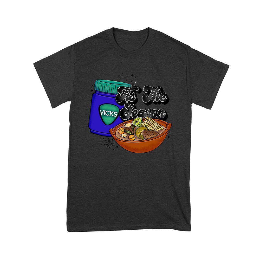 Tksg-05_Y-Black.jpg This The Season Vicks Balm Bottle With Food Bowl T-Shirt - Unique Holiday Wear - Perfect Gift For Fun-Loving Foodies - Cozy Fit Unisex Youth – Viva Party