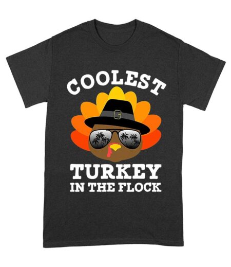 Coolest Turkey in the Flock Thanksgiving T-Shirt - Fun Holiday Wear - Perfect for Turkey Lovers - Stand Out in Style Unisex Adult – Viva Party