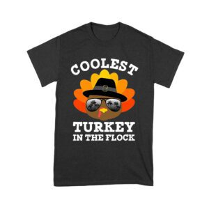 Coolest Turkey in the Flock Thanksgiving T-Shirt - Fun Holiday Wear - Perfect for Turkey Lovers - Stand Out in Style Unisex Youth – Viva Party