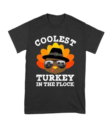 Coolest Turkey in the Flock Thanksgiving T-Shirt - Fun Holiday Wear - Perfect for Turkey Lovers - Stand Out in Style Unisex Youth – Viva Party