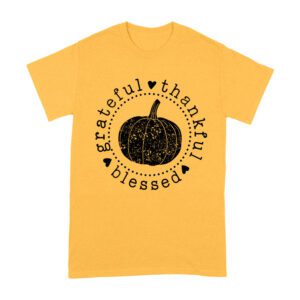 Grateful Thankful Blessed T-Shirt with Pumpkin Design