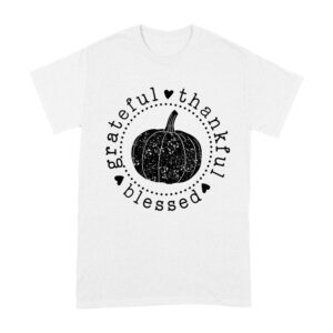 Grateful Thankful Blessed T-Shirt with Pumpkin Design
