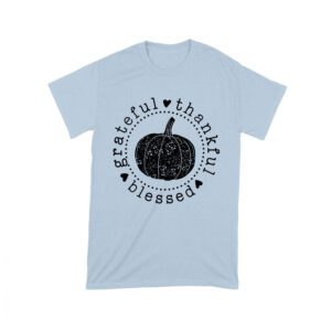 Grateful Thankful Blessed T-Shirt with Pumpkin Design