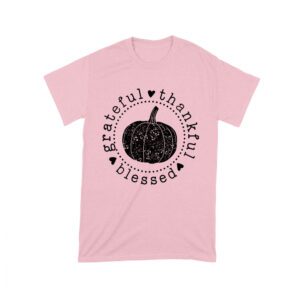 Grateful Thankful Blessed T-Shirt with Pumpkin Design
