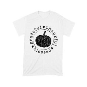 Grateful Thankful Blessed T-Shirt with Pumpkin Design