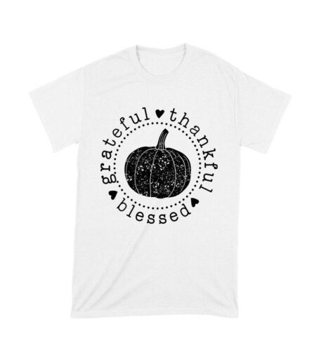 Grateful Thankful Blessed T-Shirt with Pumpkin Design
