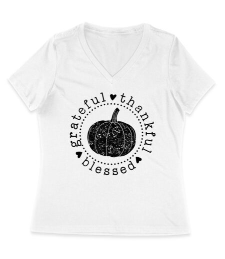 Grateful Thankful Blessed T-Shirt with Pumpkin Design