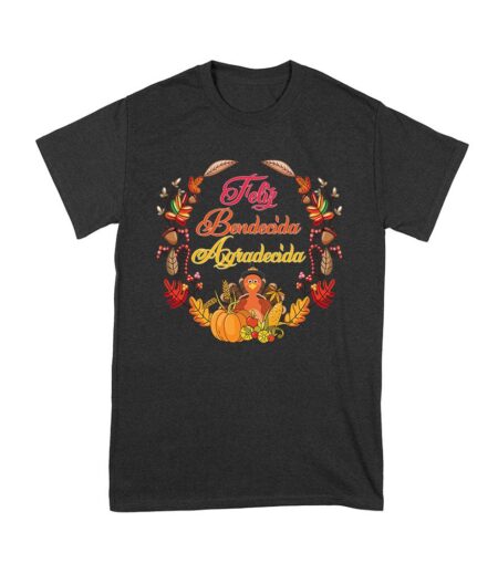 Feliz Bendecida Agradecida T-Shirt - Perfect for Thanksgiving - Celebrate in Style - Cozy and Comfortable Fit Unisex Youth – Viva Party