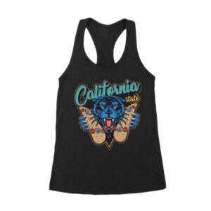 Dynamic Tiger Skateboarding California Graphic Tee - Vibrant Design for Urban Skate Lovers Women's Racerback Tank Top – Viva Party