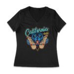 Dynamic Tiger Skateboarding California Graphic Tee - Vibrant Design for Urban Skate Lovers Women Jersey V-Neck – Viva Party