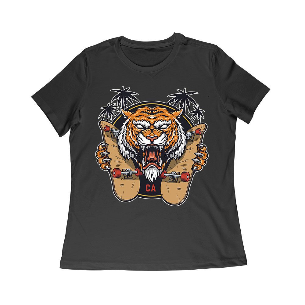 Cart-37_Wr-Black.jpg Roaring Tiger Ca Skateboarding T-Shirt - Bold Urban Design For Skaters Women Relaxed – Viva Party