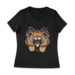 Roaring Tiger CA Skateboarding T-Shirt - Bold Urban Design for Skaters Women Jersey V-Neck – Viva Party
