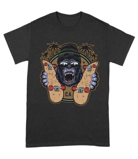 Fierce Gorilla Skateboarding California Tee - Unique Urban Graphic for Skaters Unisex Adult – Viva Party