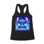 Adorable Galactic Blue Stitch T-Shirt - Cute Starry Night Cartoon Design for Kids and Adults Women's Racerback Tank Top – Viva Party