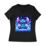 Adorable Galactic Blue Stitch T-Shirt - Cute Starry Night Cartoon Design for Kids and Adults Women Jersey V-Neck – Viva Party