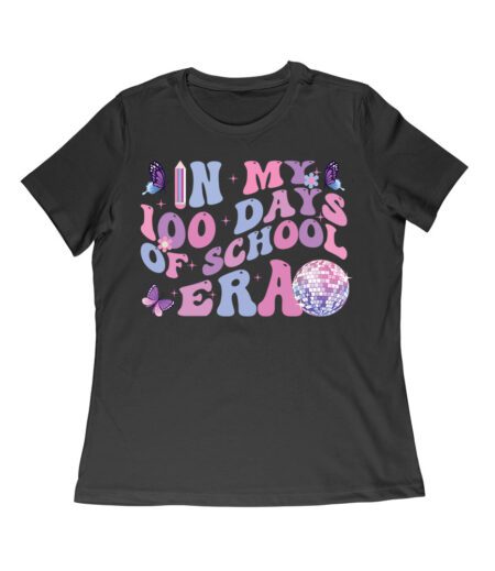 Retro 100 Days of School T-Shirt for Kids and Teachers - Colorful Butterfly Disco Era Women Relaxed – Viva Party