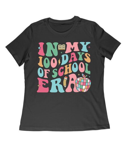 In My 100 Days of School Era T-Shirt - Retro Colorful Butterfly Disco Design Women Relaxed – Viva Party