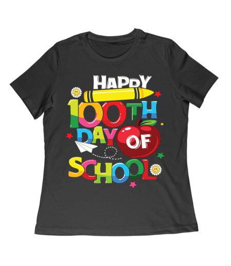 Happy 100th Day of School T-Shirt - Fun and Colorful Kids Milestone Design Women Relaxed – Viva Party