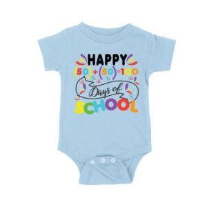 Happy 100 Days of School Shirt | Celebrate 50 + 50 Days = 100 Days T-Shirt for Students Unisex Baby Jersey