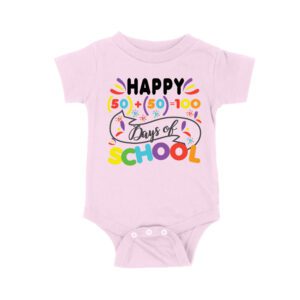 Happy 100 Days of School Shirt | Celebrate 50 + 50 Days = 100 Days T-Shirt for Students Unisex Baby Jersey