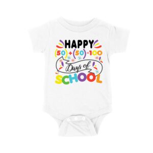 Happy 100 Days of School Shirt | Celebrate 50 + 50 Days = 100 Days T-Shirt for Students Unisex Baby Jersey