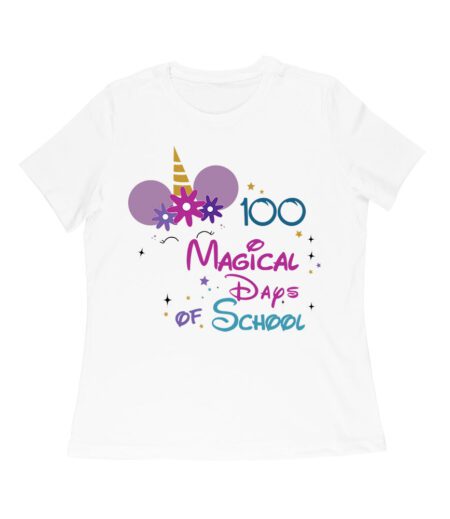 100 Magical Days of School Unicorn Shirt | Celebrate 100 Days with Unicorn Design T-Shirt Women Relaxed