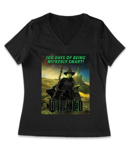 100 Days of Wickedly Smart Fun - Unique School T-Shirt for Students and Teachers Women Jersey V-Neck – Viva Party