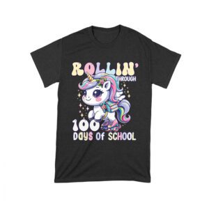 Adorable Unicorn 100 Days of School T-Shirt - Rollin' Through Milestones with Cute Roller Skates Unisex Toddler – Viva Party