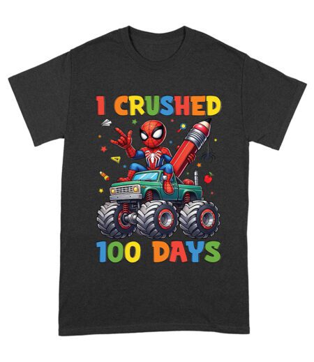 I Crushed 100 Days of School T-Shirt ? Fun Monster Truck & Superhero-Inspired Outfit for Kids & Teachers Unisex Adult – Viva Party