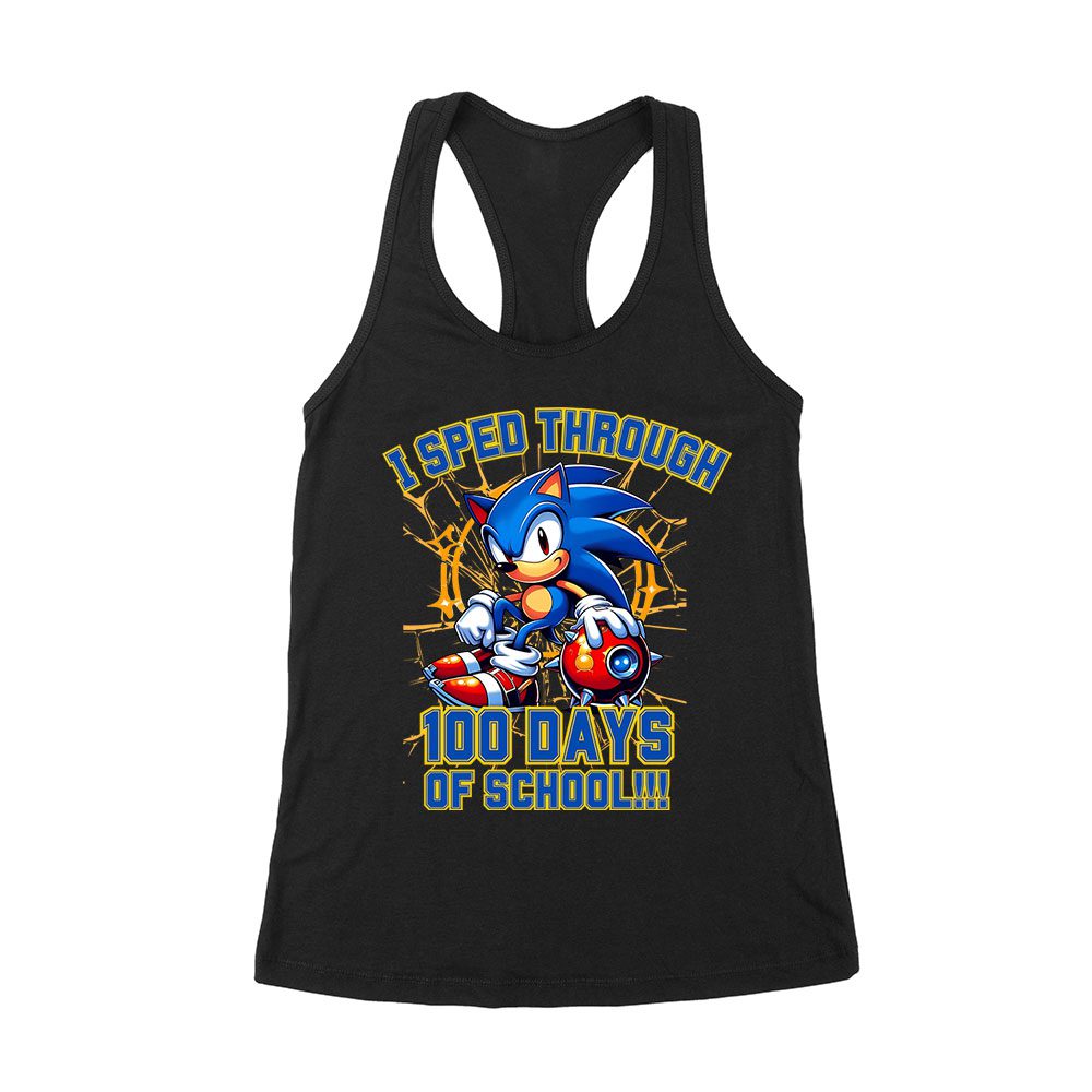 Dos-20_Wrtt-Black.jpg I-Sped-Through-100-Days-Of-School T-Shirt - Fun Racing Theme Outfit For Kids-Students &Amp;Amp; Teachers Women'S Racerback Tank Top – Viva Party