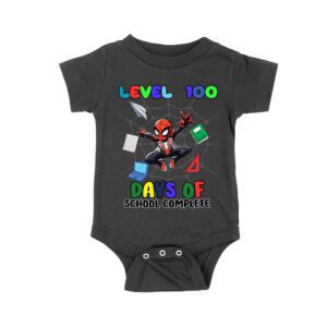 Level-100 Days of School Complete T-Shirt - Fun Gamer Achievement Outfit for Kids, Students & Teachers Unisex Baby Jersey – Viva Party