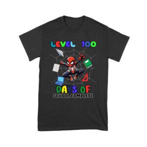 Level-100 Days of School Complete T-Shirt - Fun Gamer Achievement Outfit for Kids, Students & Teachers Unisex Youth – Viva Party