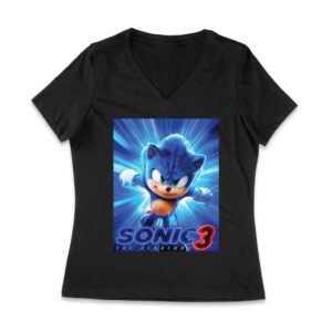 Sonic the Hedgehog Running T-Shirt - Fast-Paced Action Design for Gamers and Animation Fans Women Jersey V-Neck – Viva Party