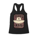Texas USA Cowboy Hat Design - Vintage Western Style T-Shirt for Texas Pride and Souvenir Lovers Women's Racerback Tank Top – Viva Party
