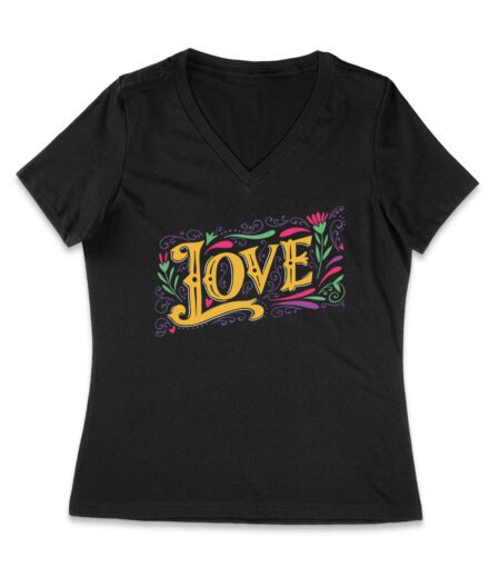 Love Valentine T-Shirt - Cute Heart Design, Romantic Couples Gift, Unique Love Outfit for Him or Her on Valentine's Day Women Jersey V-Neck – Viva Party