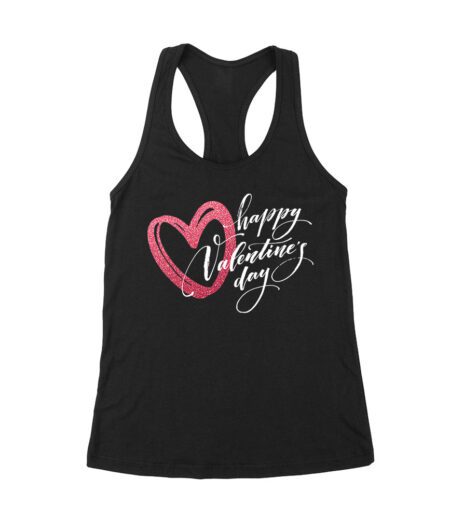Happy Valentine's Day T-Shirt - Romantic Heart Design, Cute Love Gift Idea for Couples, Perfect Outfit for Him or Her Women's Racerback Tank Top – Viva Party