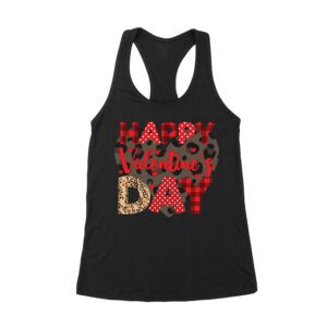 Happy Valentine's Day T-Shirt - Cute Heart Design, Romantic Gift for Couples, Perfect Love-Themed Outfit for Him or Her Women's Racerback Tank Top – Viva Party