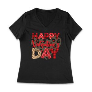 Happy Valentine's Day T-Shirt - Cute Heart Design, Romantic Gift for Couples, Perfect Love-Themed Outfit for Him or Her Women Jersey V-Neck – Viva Party