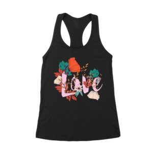 Love with Flowers Design T-Shirt - Romantic Gift Idea, Cute Valentine's Day Outfit for Couples, Perfect for Him or Her Women's Racerback Tank Top – Viva Party