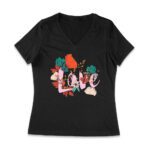 Love with Flowers Design T-Shirt - Romantic Gift Idea, Cute Valentine's Day Outfit for Couples, Perfect for Him or Her Women Jersey V-Neck – Viva Party