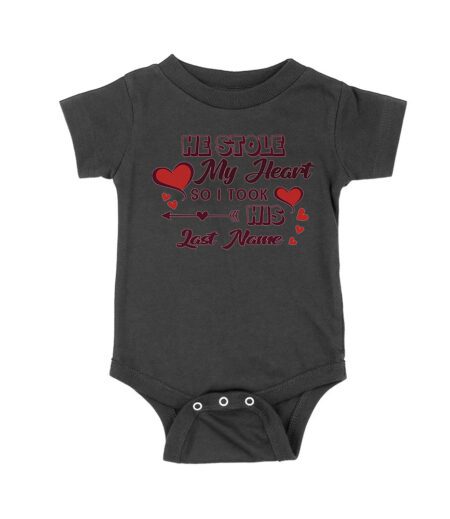 Romantic Valentine T-Shirt - He Stole My Heart So I Took His Last Name Design Unisex Baby Jersey – Viva Party