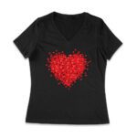 Heart of Love Design Valentine T-Shirt - Romantic Red Heart Gift Idea Women Jersey V-Neck – Viva Party