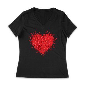 Heart of Love Design Valentine T-Shirt - Romantic Red Heart Gift Idea Women Jersey V-Neck – Viva Party
