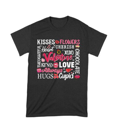 Kisses, Flowers, and Cherish T-Shirt - Thoughtful Valentine's Day Gift with Heart, XOXO, and Love Design for Couples, Women, and Men Unisex Toddler – Viva Party